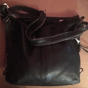NWT Black Leather Convertible Hobo/Backpack